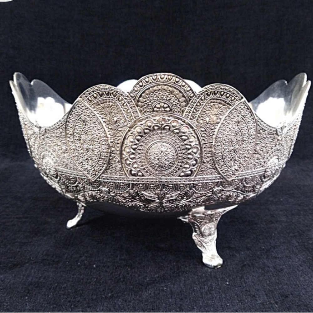 Ornate Pakistani Silver Bowl